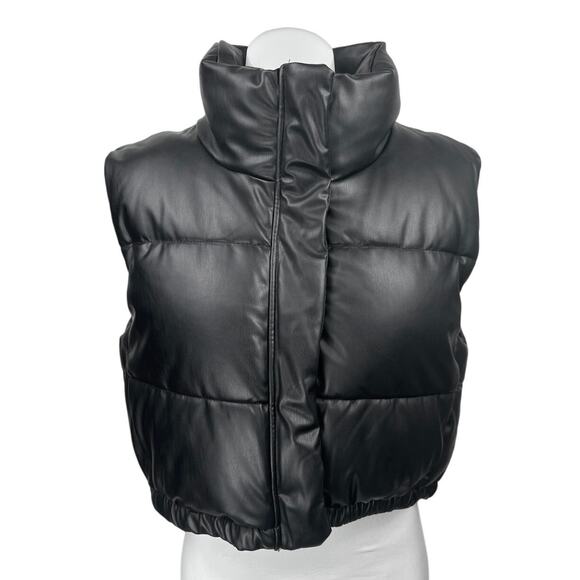 Zara Women's Black Turtleneck Sleeveless Puffer Quilted Vest Jacket Size XL - Picture 1 of 4